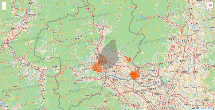 群馬県のクイックマートのエリア地図