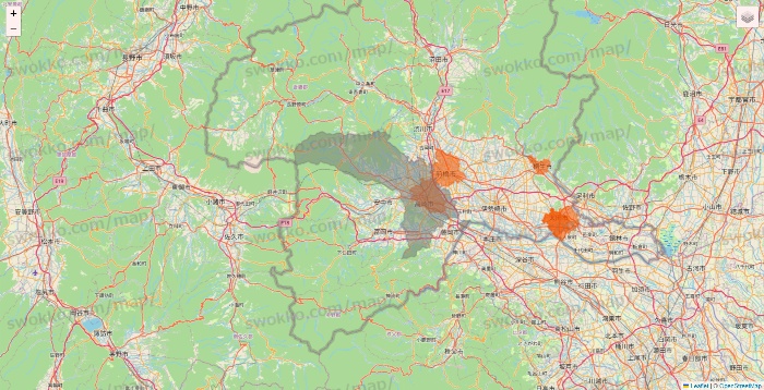 群馬県のクイックマートのエリア地図