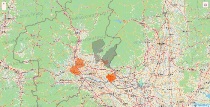 群馬県のクイックマートのエリア地図