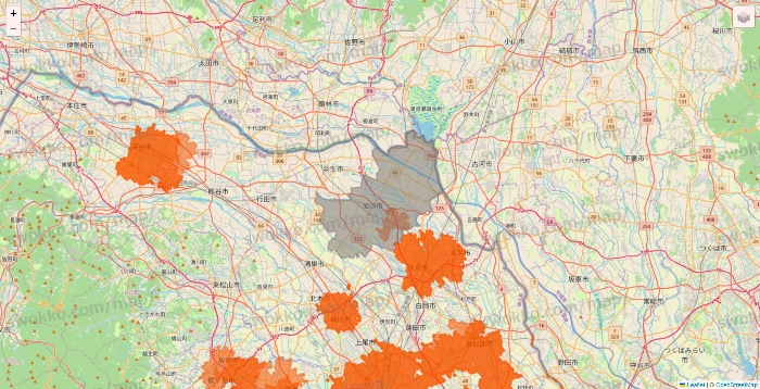埼玉県のクイックマートのエリア地図