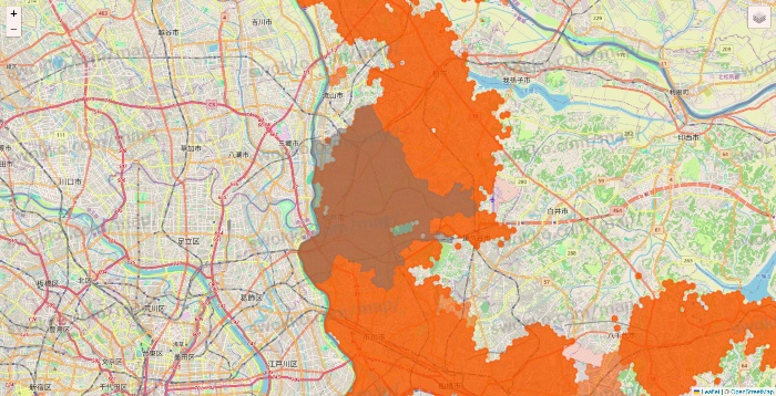 千葉県のクイックマートのエリア地図
