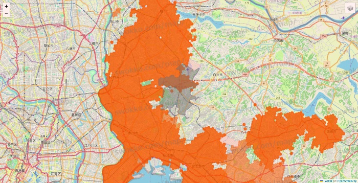 千葉県のクイックマートのエリア地図