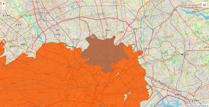 東京都のクイックマートのエリア地図