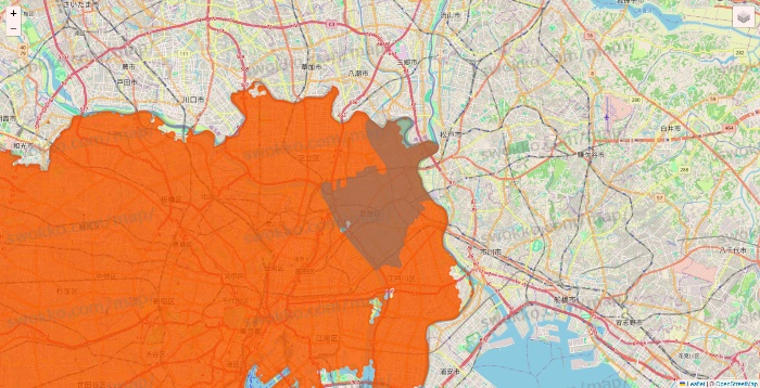 東京都のクイックマートのエリア地図