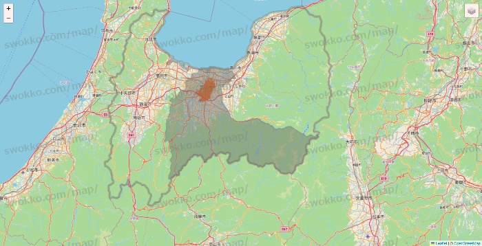 富山県のクイックマートのエリア地図