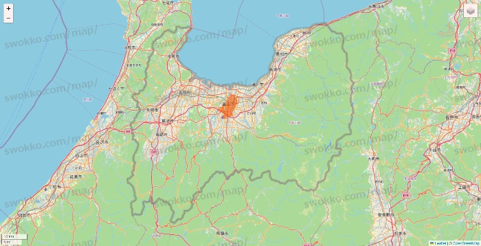 富山県のクイックマートのエリア地図