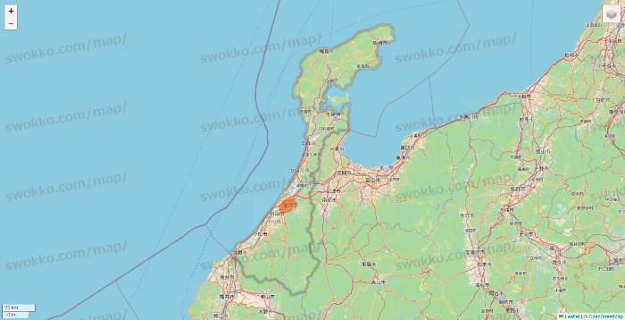 石川県のクイックマートのエリア地図