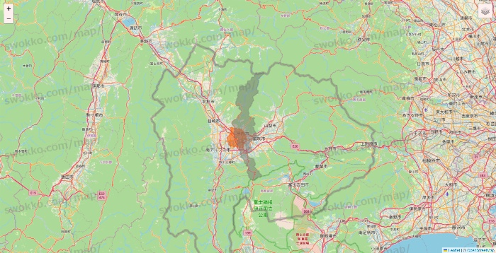 山梨県のクイックマートのエリア地図