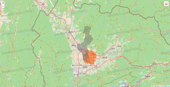 山梨県のクイックマートのエリア地図