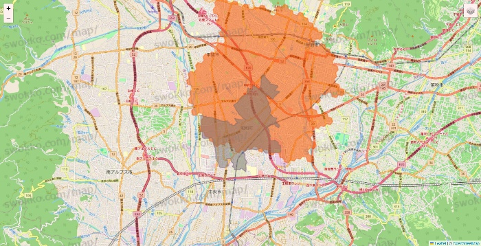 山梨県のクイックマートのエリア地図