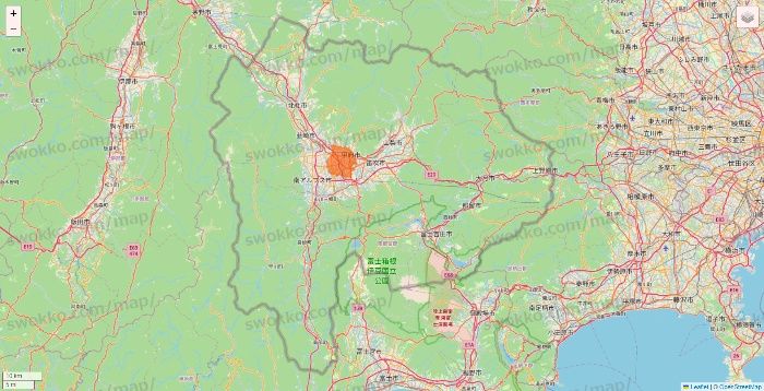 山梨県のクイックマートのエリア地図