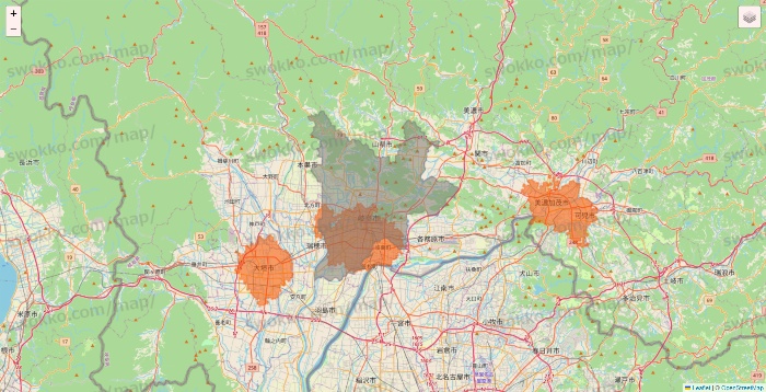 岐阜県のクイックマートのエリア地図