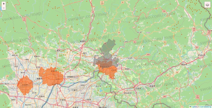 岐阜県のクイックマートのエリア地図