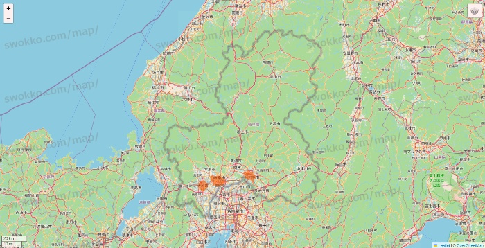 岐阜県のクイックマートのエリア地図