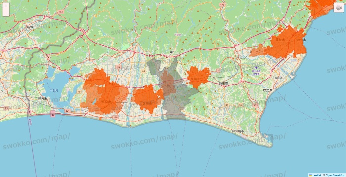 静岡県のクイックマートのエリア地図