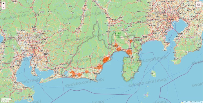 静岡県のクイックマートのエリア地図