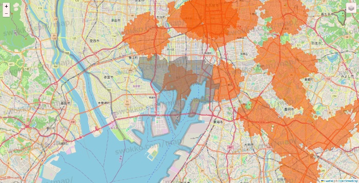 愛知県のクイックマートのエリア地図
