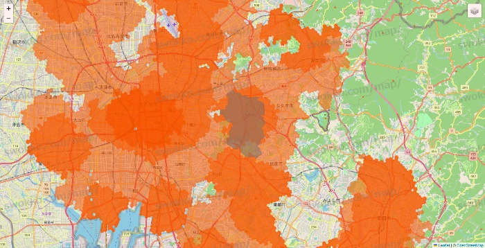 愛知県のクイックマートのエリア地図