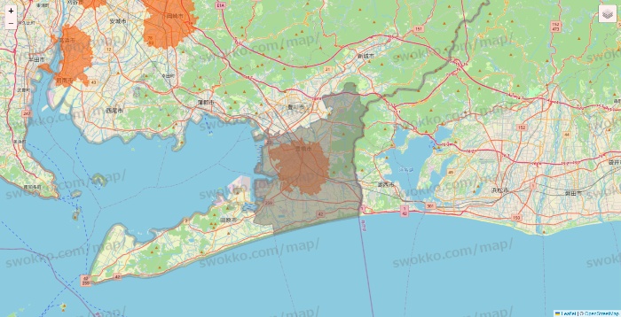 愛知県のクイックマートのエリア地図