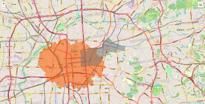 愛知県のクイックマートのエリア地図