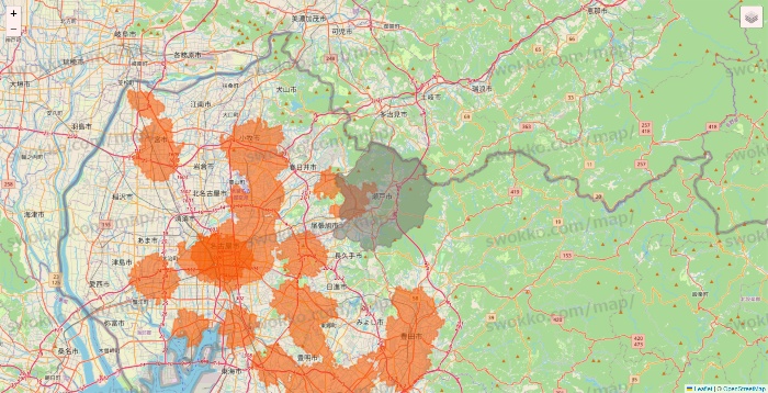 愛知県のクイックマートのエリア地図