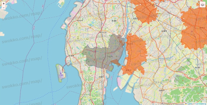 愛知県のクイックマートのエリア地図