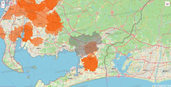 愛知県のクイックマートのエリア地図