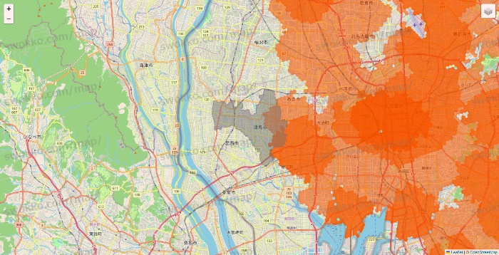 愛知県のクイックマートのエリア地図