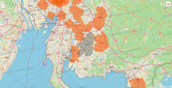 愛知県のクイックマートのエリア地図