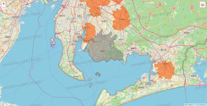 愛知県のクイックマートのエリア地図