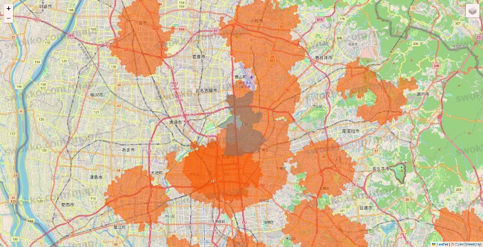 愛知県のクイックマートのエリア地図