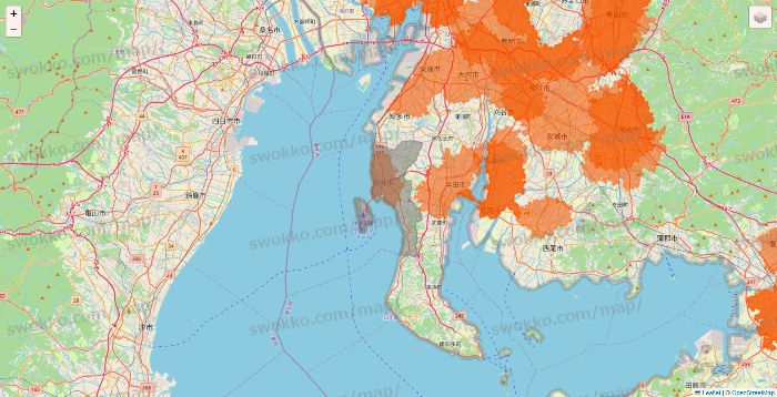 愛知県のクイックマートのエリア地図