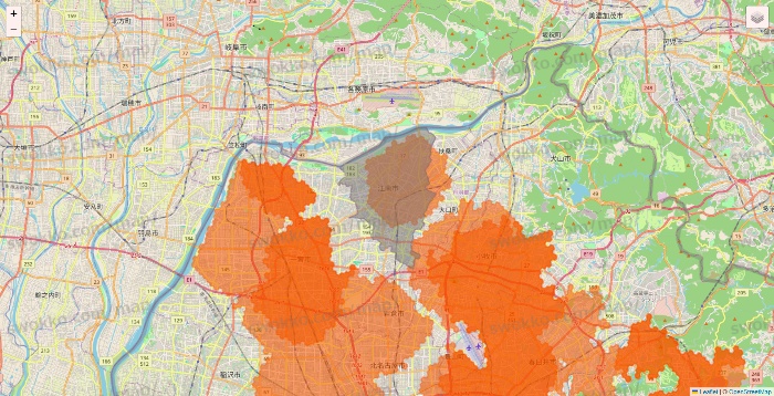 愛知県のクイックマートのエリア地図
