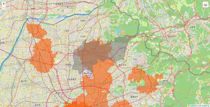 愛知県のクイックマートのエリア地図