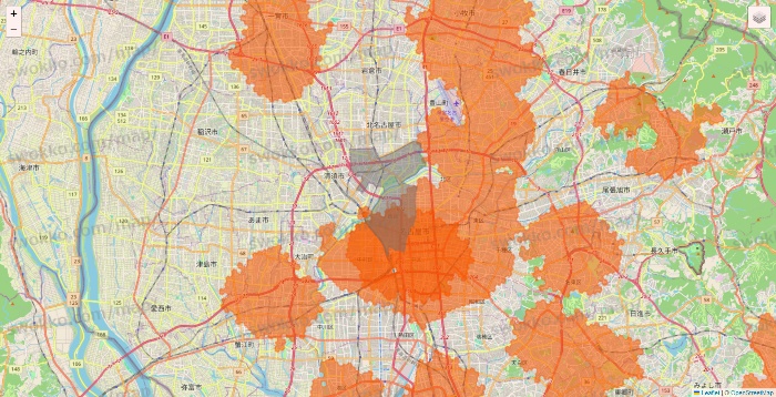 愛知県のクイックマートのエリア地図