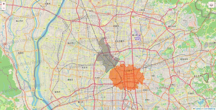 愛知県のクイックマートのエリア地図