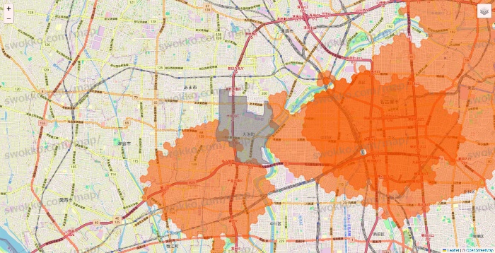 愛知県のクイックマートのエリア地図