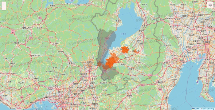滋賀県のクイックマートのエリア地図