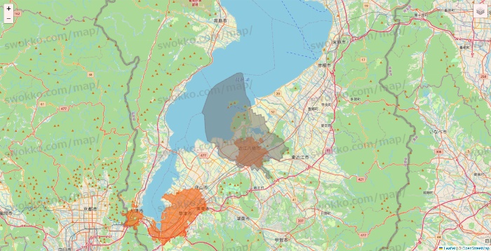 滋賀県のクイックマートのエリア地図