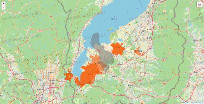 滋賀県のクイックマートのエリア地図