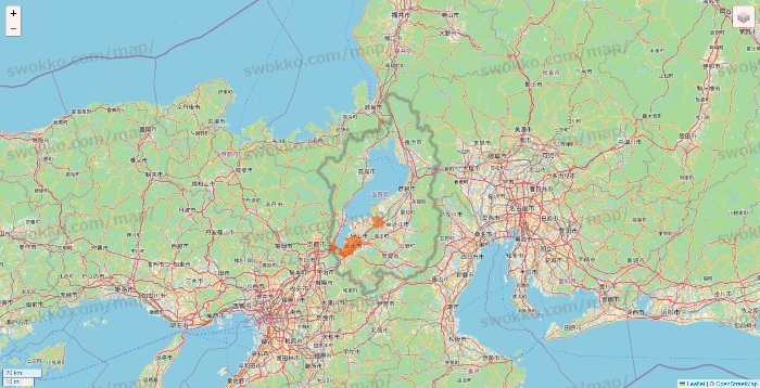 滋賀県のクイックマートのエリア地図