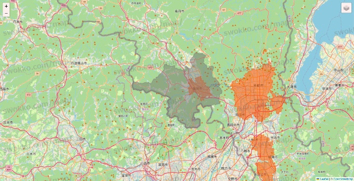 京都府のクイックマートのエリア地図