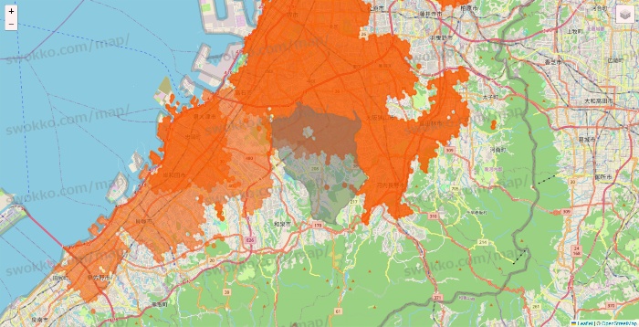 大阪府のクイックマートのエリア地図