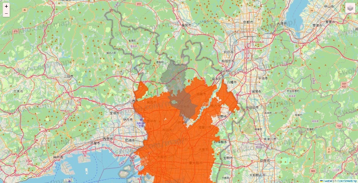 大阪府のクイックマートのエリア地図