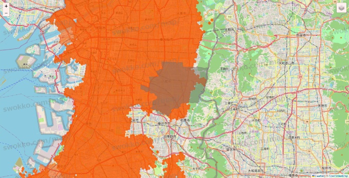 大阪府のクイックマートのエリア地図