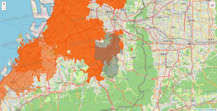 大阪府のクイックマートのエリア地図