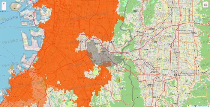 大阪府のクイックマートのエリア地図