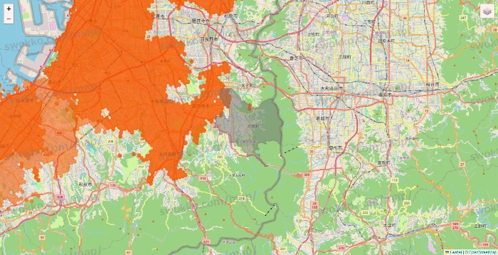 大阪府のクイックマートのエリア地図