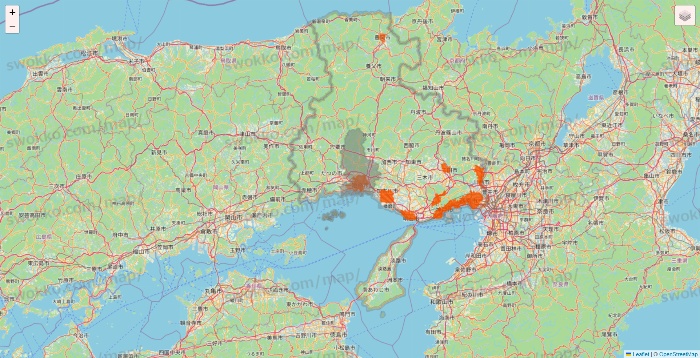 兵庫県のクイックマートのエリア地図
