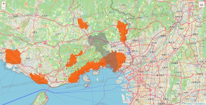 兵庫県のクイックマートのエリア地図